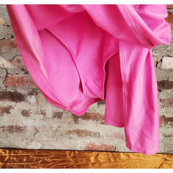 Womens Bayhing Suit Sz L One Piece Neon Pink Skirt m - Picture 3 of 5